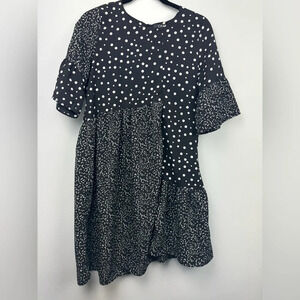 CAARA Millazo black and white polka dot midi dress size Small